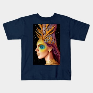 All That Glitters - Cosmic Goddess Portrait Kids T-Shirt